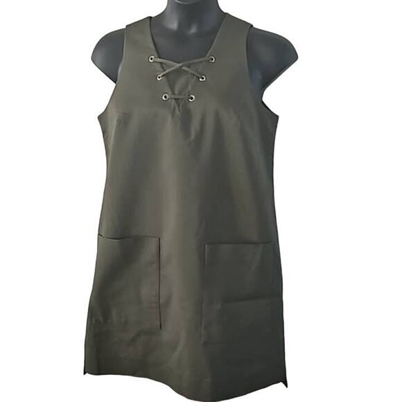 Who What Wear Women’s Sleeveless A-Line Mini Dress - Size Large Olive Green NWT - Picture 3 of 8